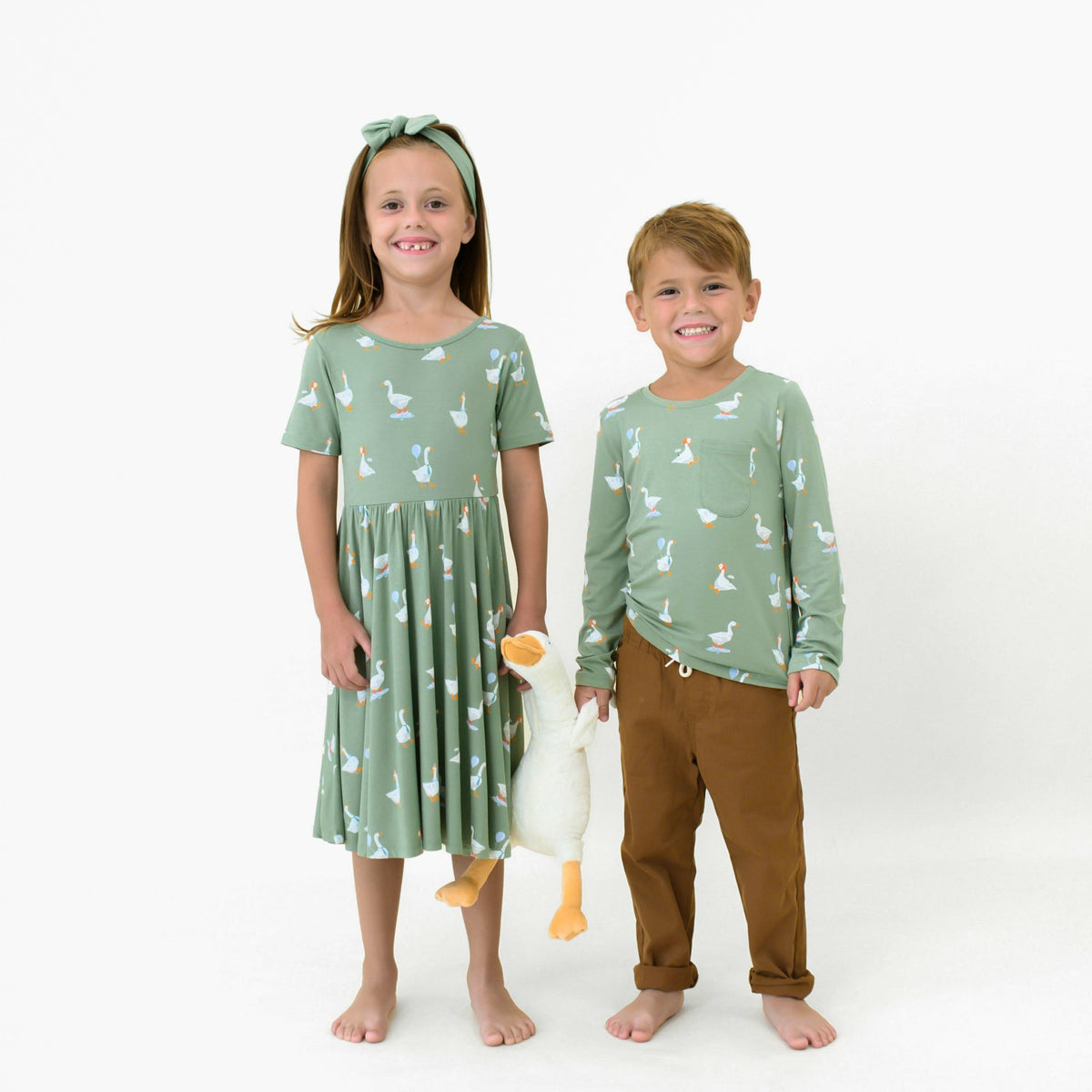 Long Sleeve Toddler Crew Neck Tee in Silly Goose | Kyte Baby