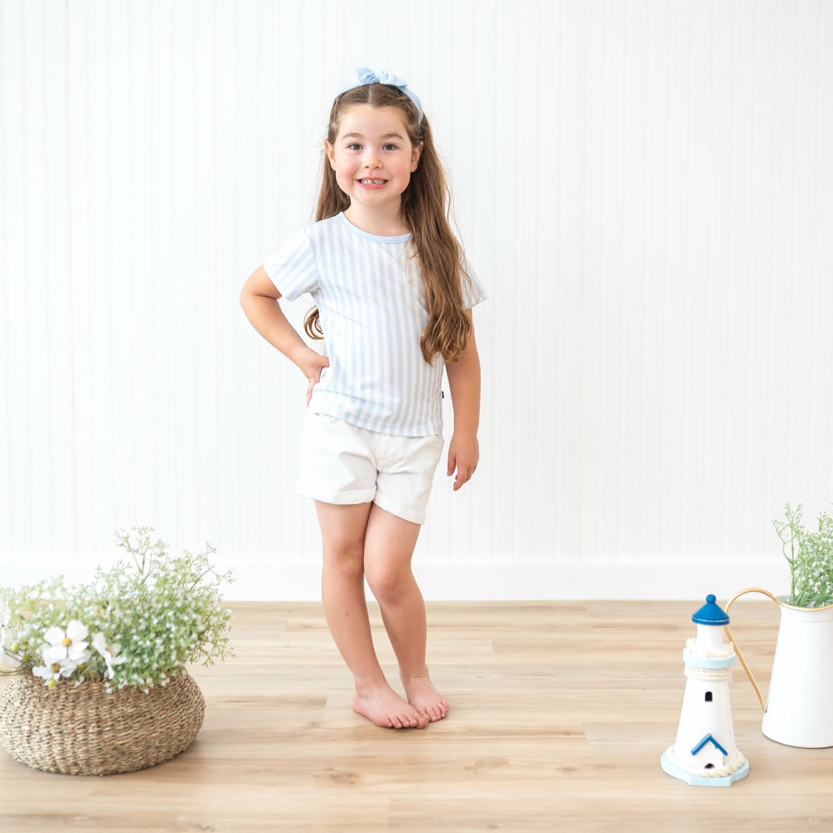Toddler Basic Tee in Small Mist Stripe | Kyte Baby