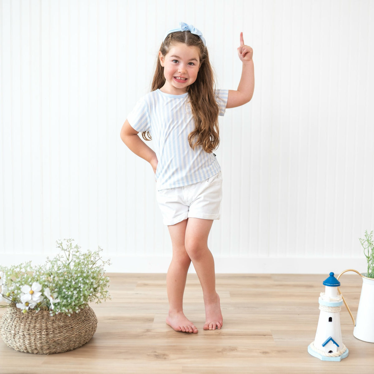 Toddler Basic Tee in Small Mist Stripe | Kyte Baby