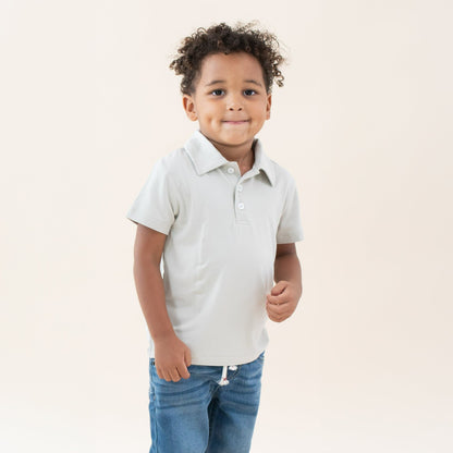Toddler Short Sleeve Polo in Oat | Kyte Baby