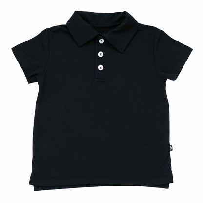 Toddler Bamboo Short Sleeve Polo in Midnight | Kyte Baby