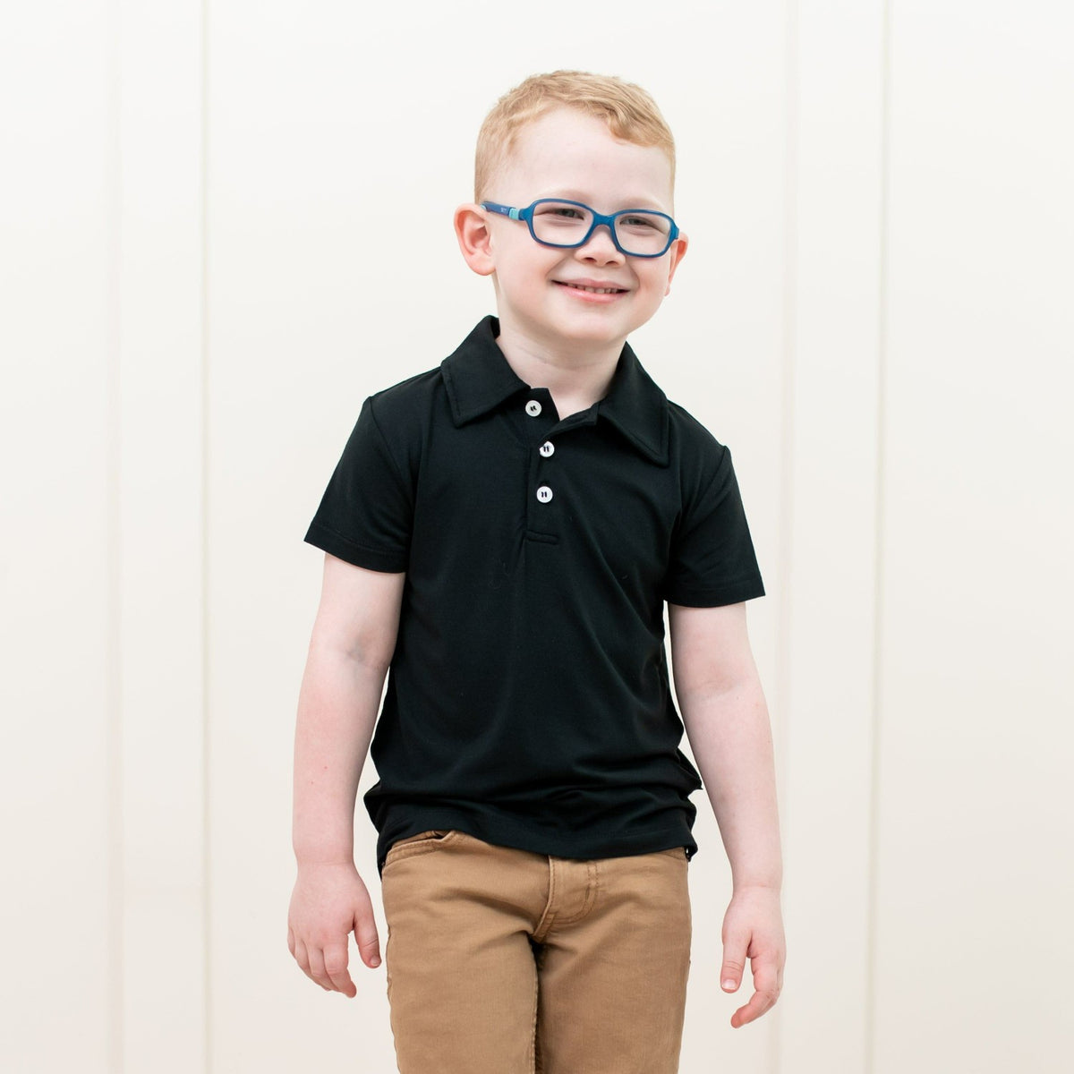 Toddler Bamboo Short Sleeve Polo in Midnight | Kyte Baby