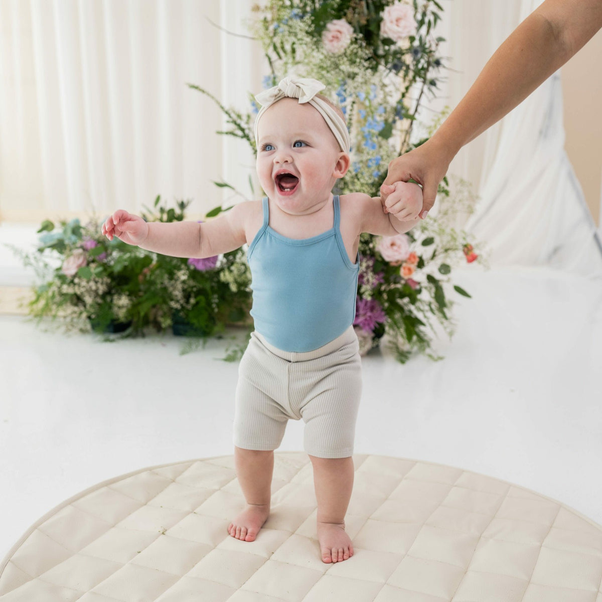 Ribbed Toddler Biker Shorts in Oat | Kyte Baby