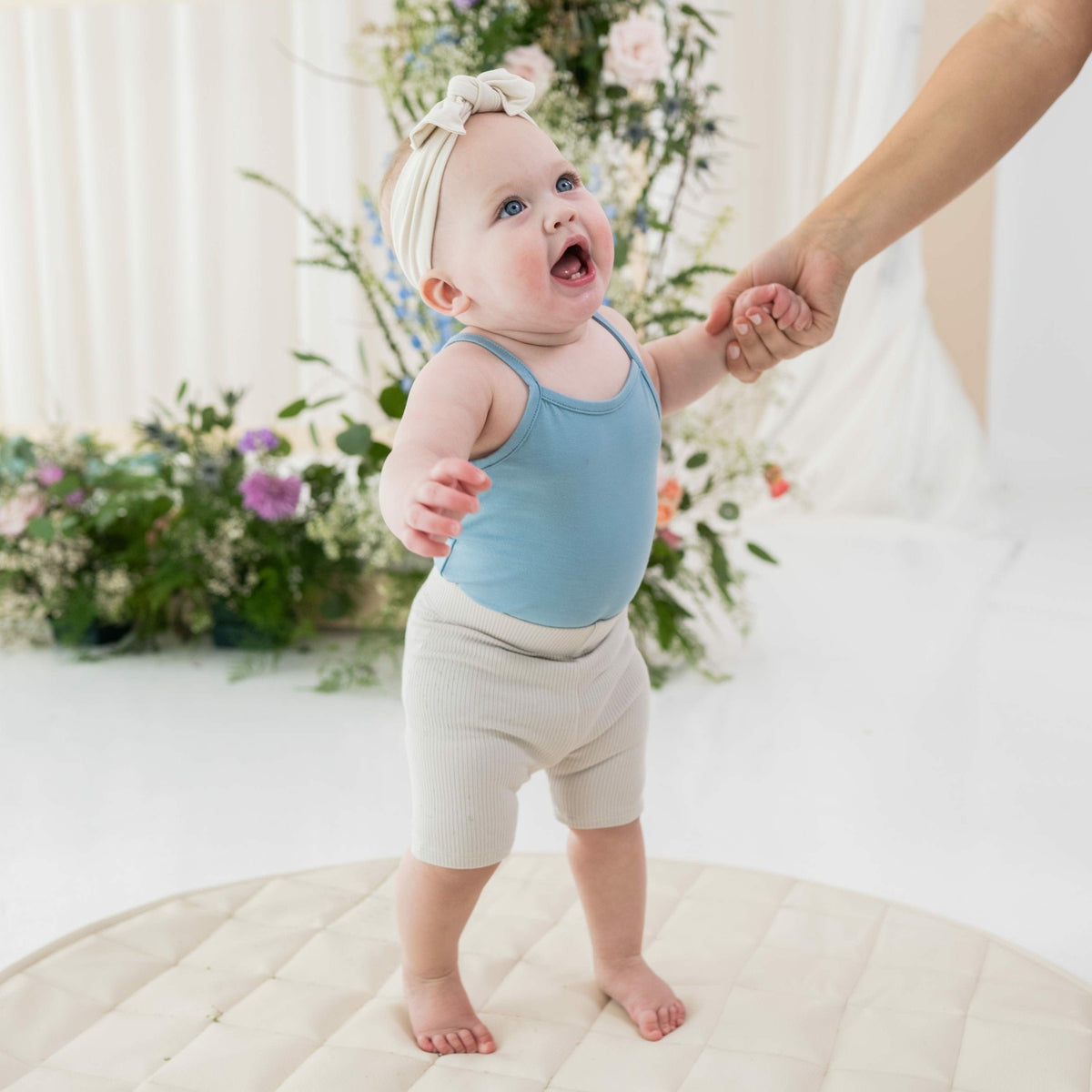 Ribbed Toddler Biker Shorts in Oat | Kyte Baby