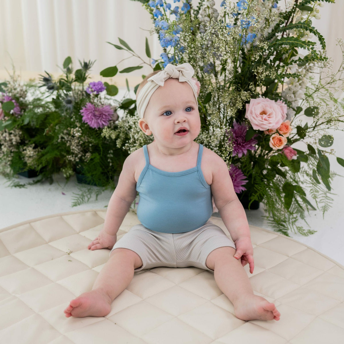 Ribbed Toddler Biker Shorts in Oat | Kyte Baby
