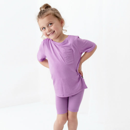 Ribbed Toddler Biker Shorts in Poi | Kyte Baby