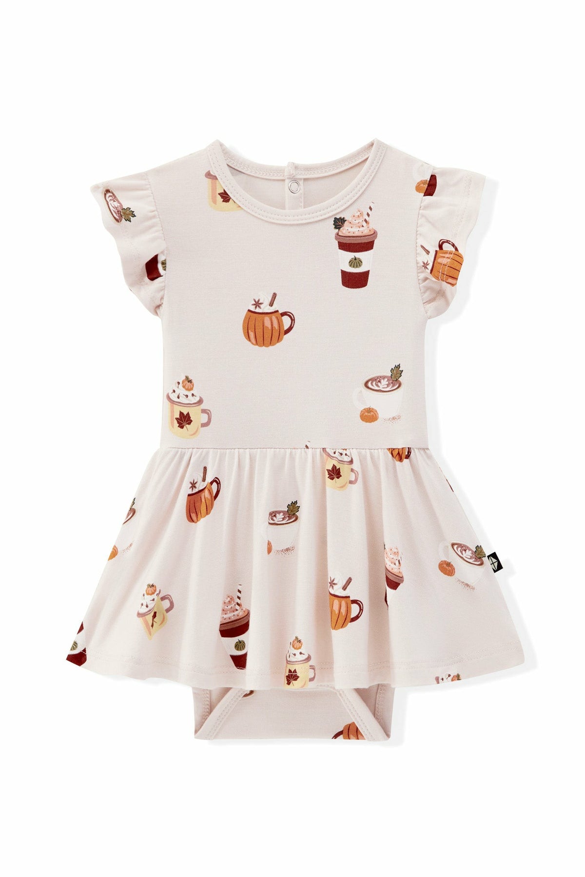 Twirl Bodysuit Dress in Pumpkin Spice Latte | Kyte Baby