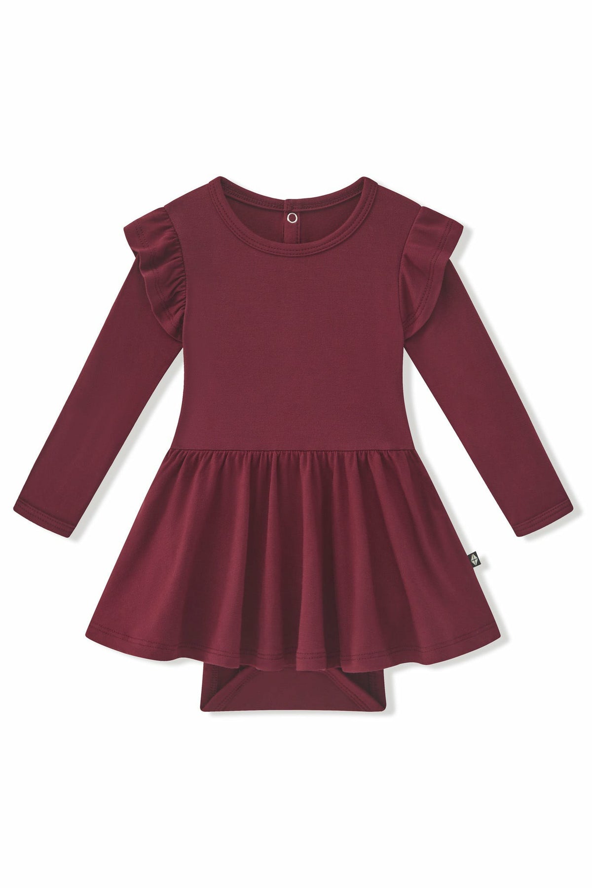 Long Sleeve Twirl Bodysuit Dress in Burgundy | Kyte Baby