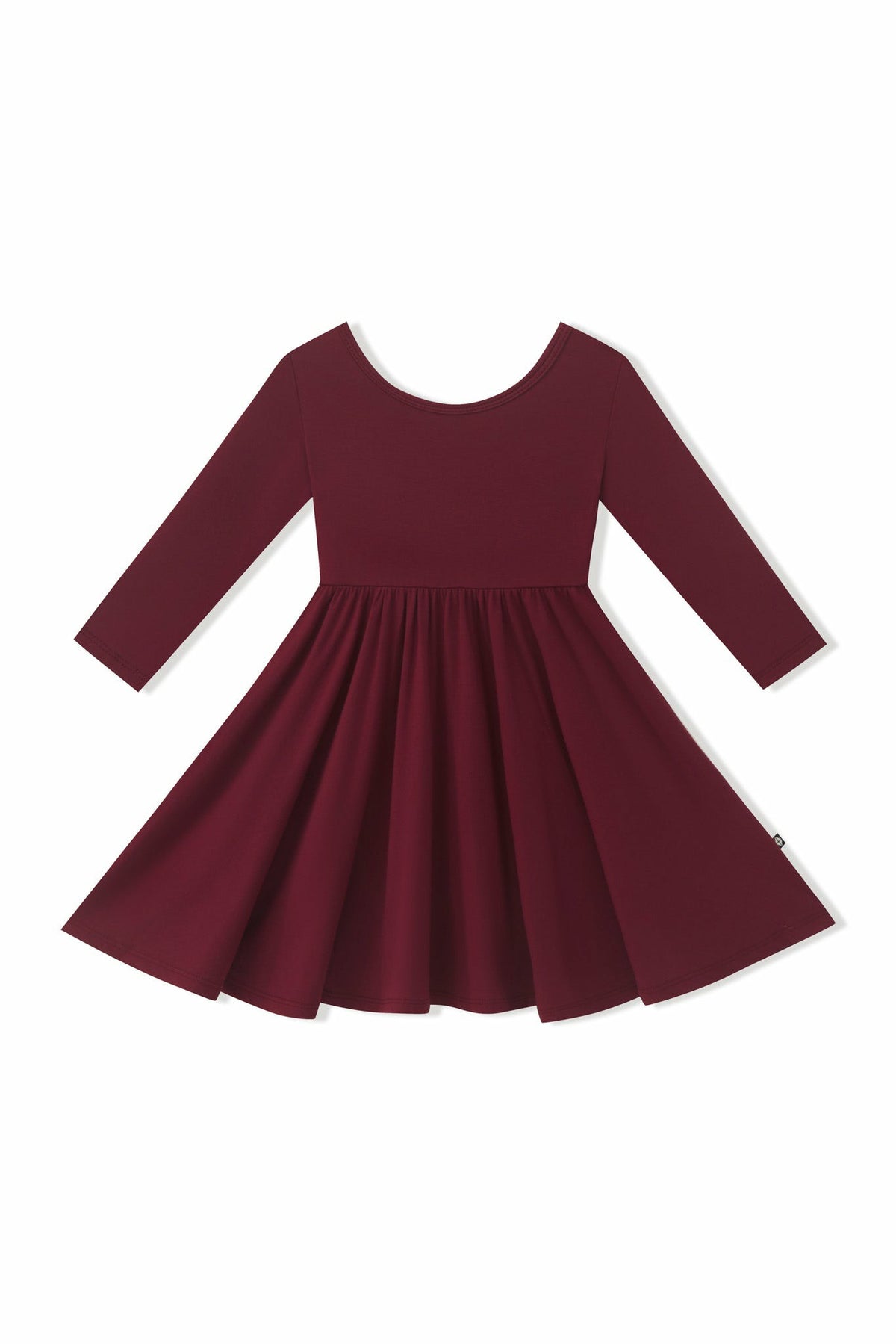 Long Sleeve Twirl Dress in Burgundy | Kyte Baby