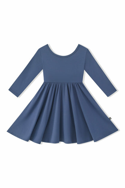 Long Sleeve Twirl Dress in Oxford | Kyte Baby
