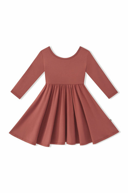 Long Sleeve Twirl Dress in Ember | Kyte Baby