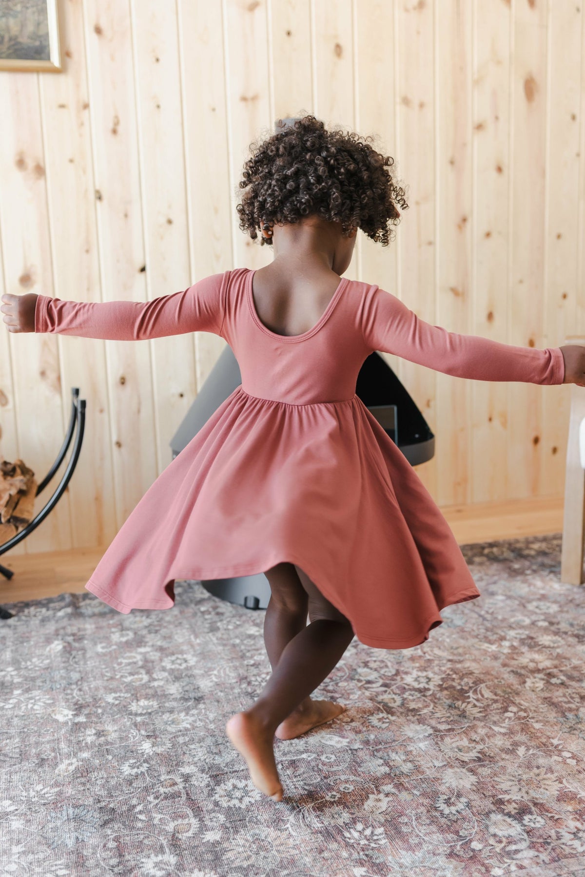 Long Sleeve Twirl Dress in Ember | Kyte Baby