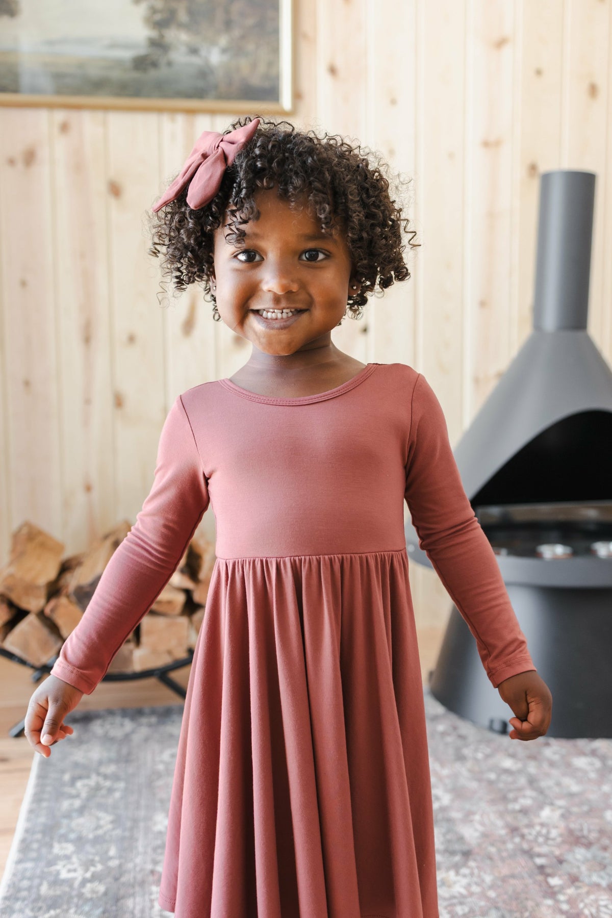 Long Sleeve Twirl Dress in Ember | Kyte Baby