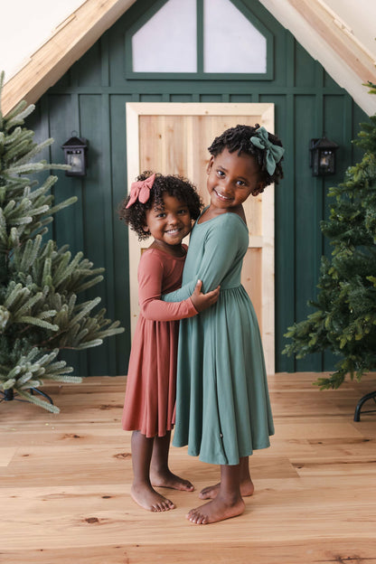 Long Sleeve Twirl Dress in Ember | Kyte Baby