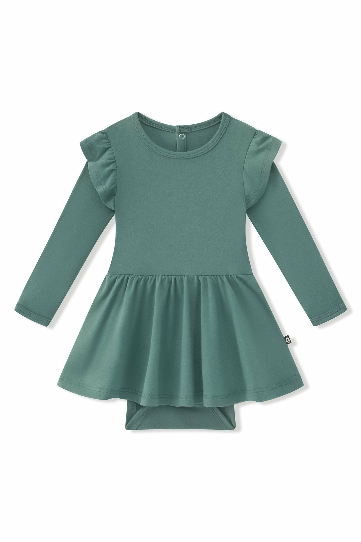 Long Sleeve Twirl Bodysuit Dress in Pine | Kyte Baby