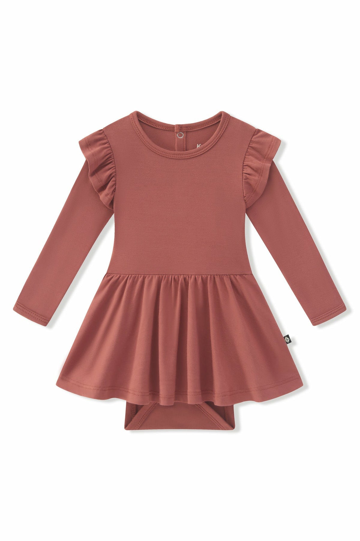 Long Sleeve Twirl Bodysuit Dress in Ember | Kyte Baby