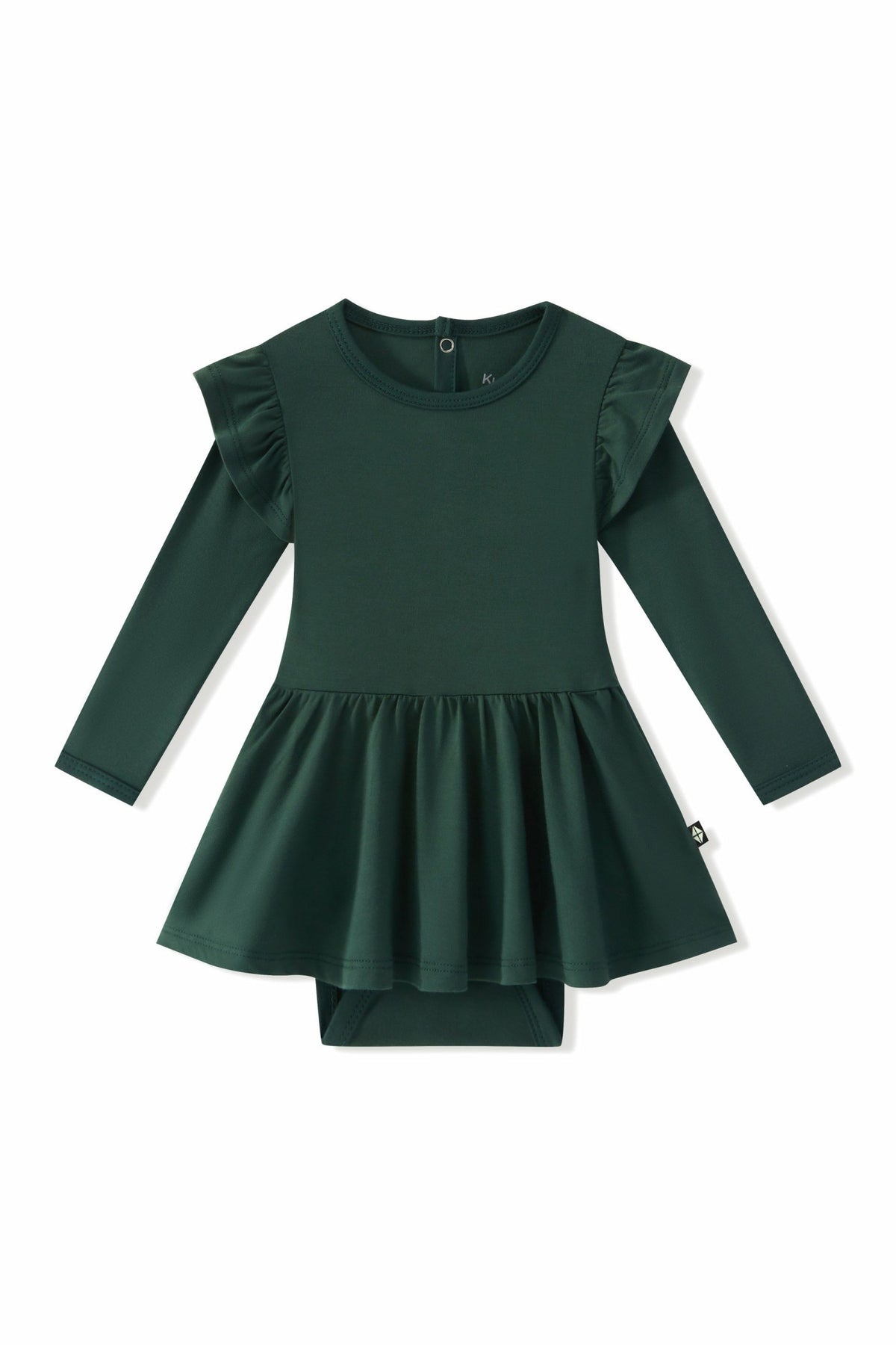 Long Sleeve Twirl Bodysuit Dress in Cypress | Kyte Baby