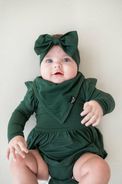 Long Sleeve Twirl Bodysuit Dress in Cypress | Kyte Baby