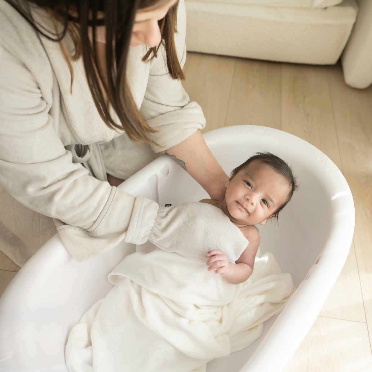 Terry Bath Mitt in Oat | Kyte Baby