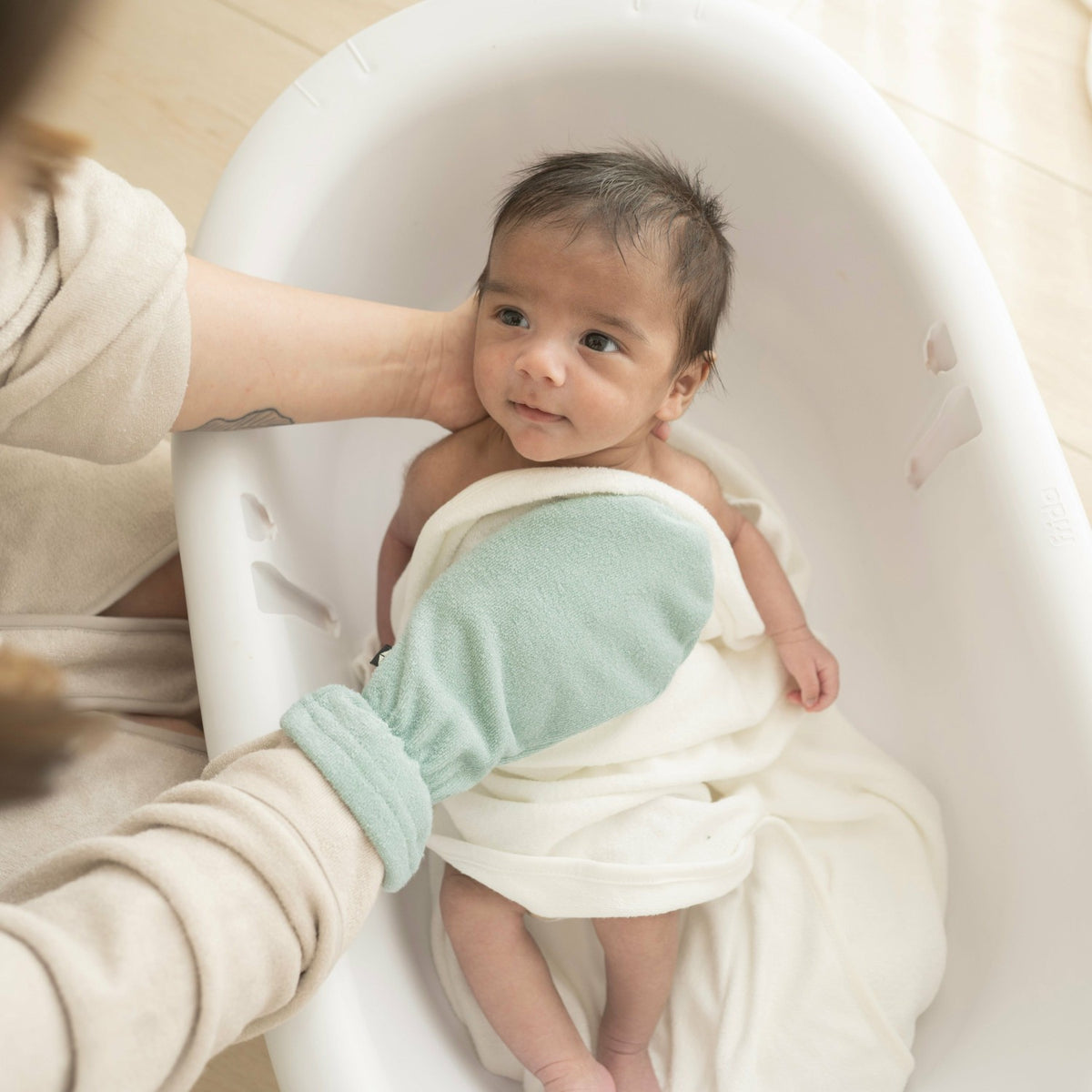 Terry Bath Mitt in Sage | Kyte Baby