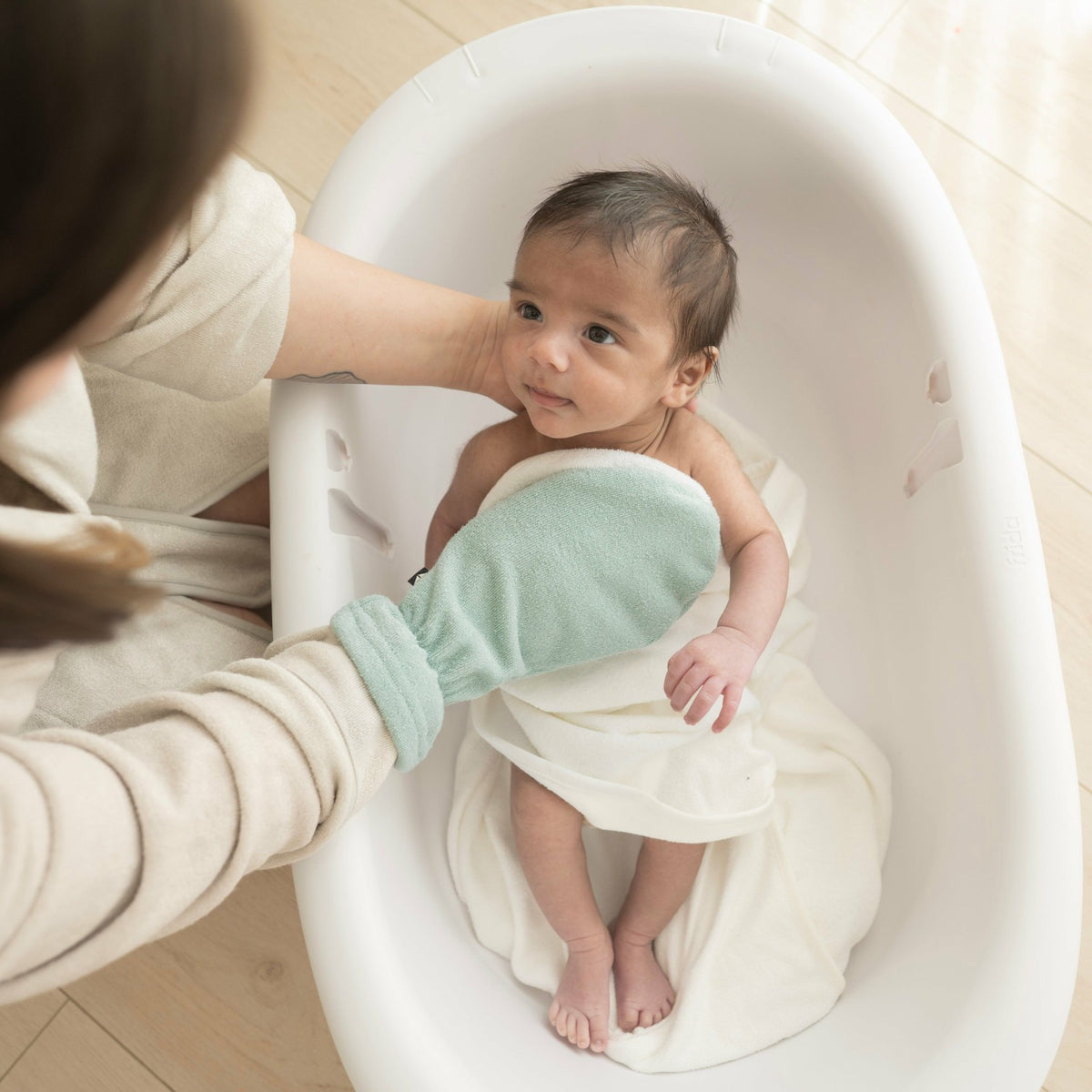 Terry Bath Mitt in Sage | Kyte Baby