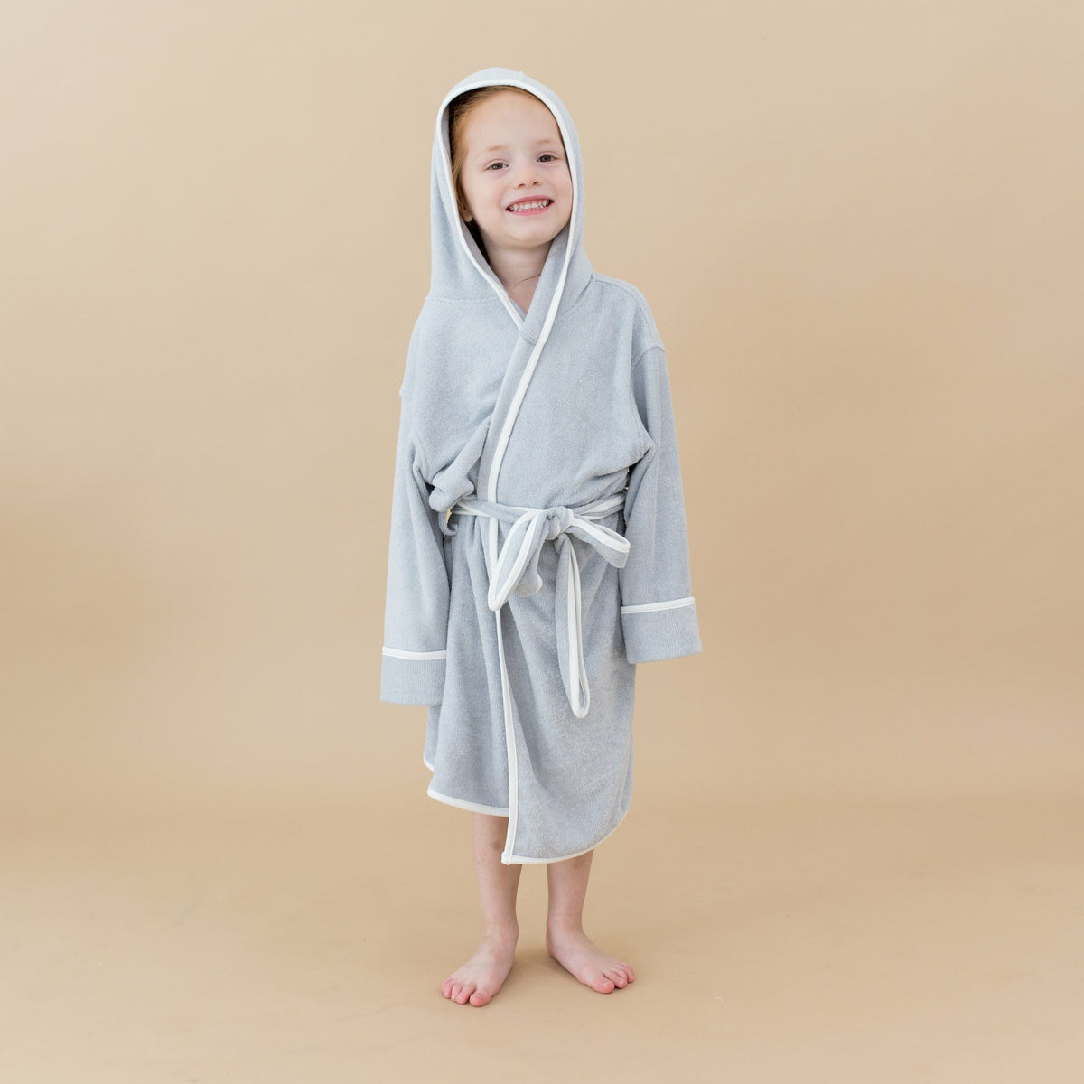 Hooded Bath Robe in Storm with Cloud Trim | Kyte Baby