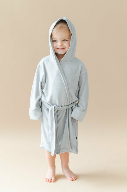 Hooded Bath Robe in Storm | Kyte Baby