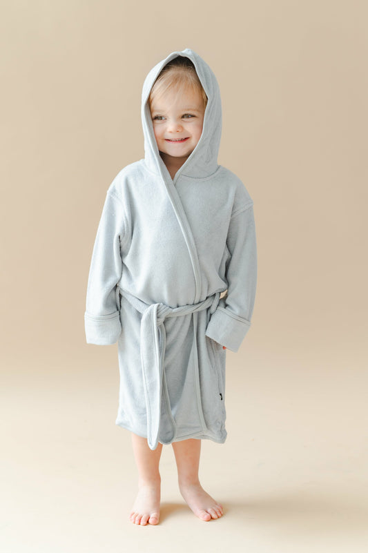 Hooded Bath Robe in Storm | Kyte Baby