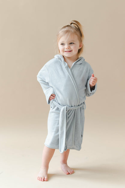 Hooded Bath Robe in Storm | Kyte Baby
