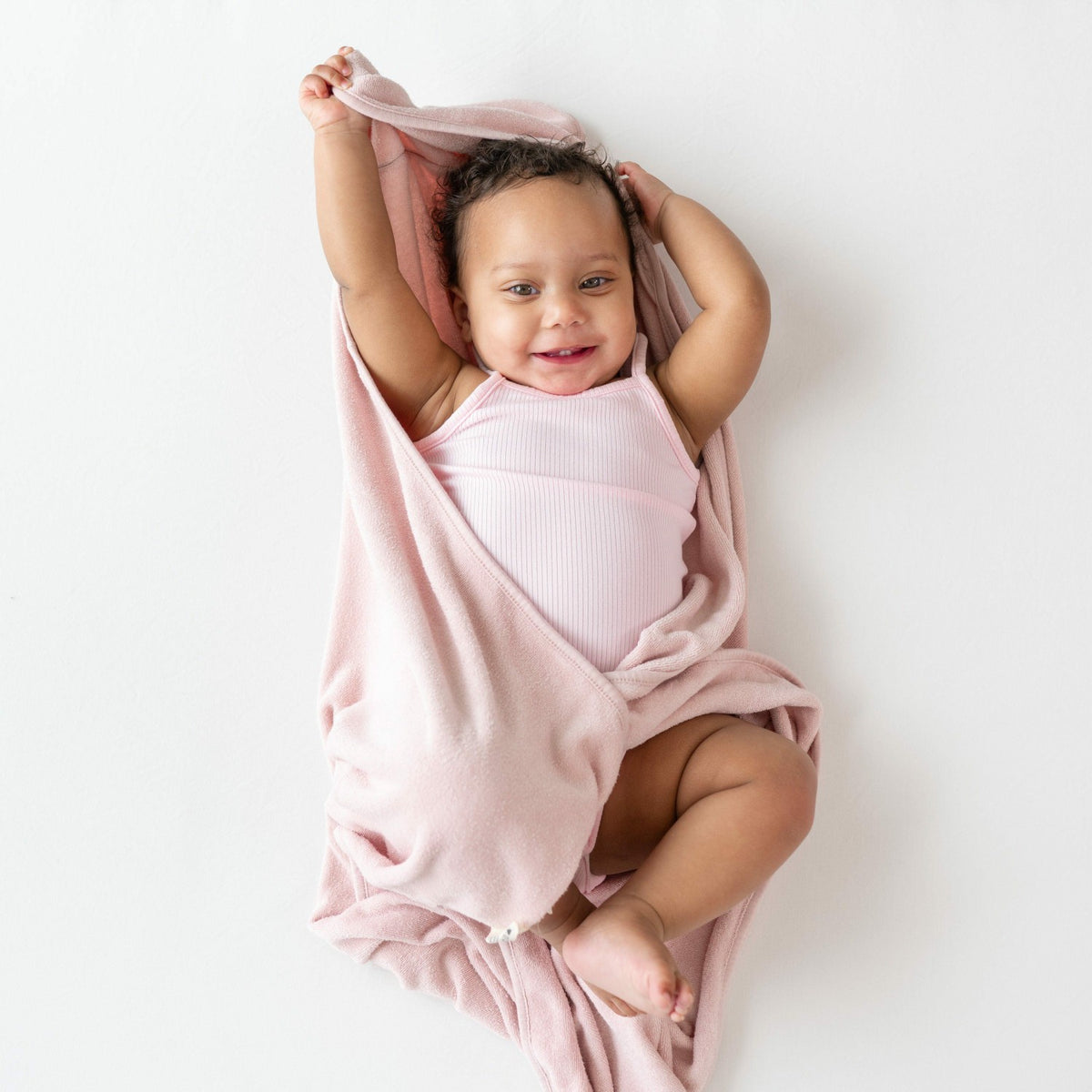Hooded Infant Bath Towel in Blush | Kyte Baby