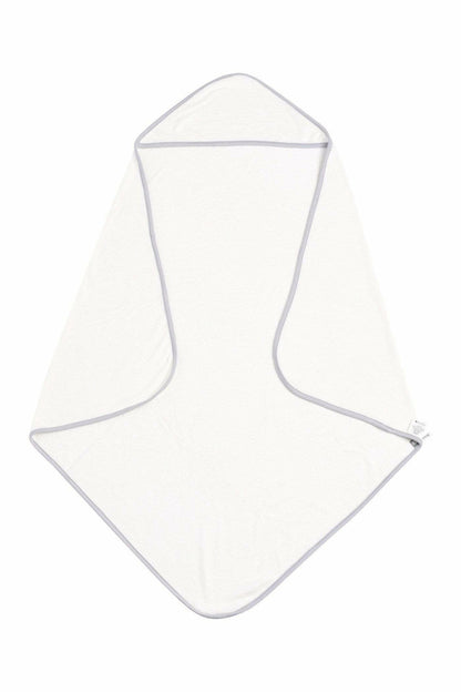 Hooded Bath Towel in Cloud with Storm Trim | Kyte Baby
