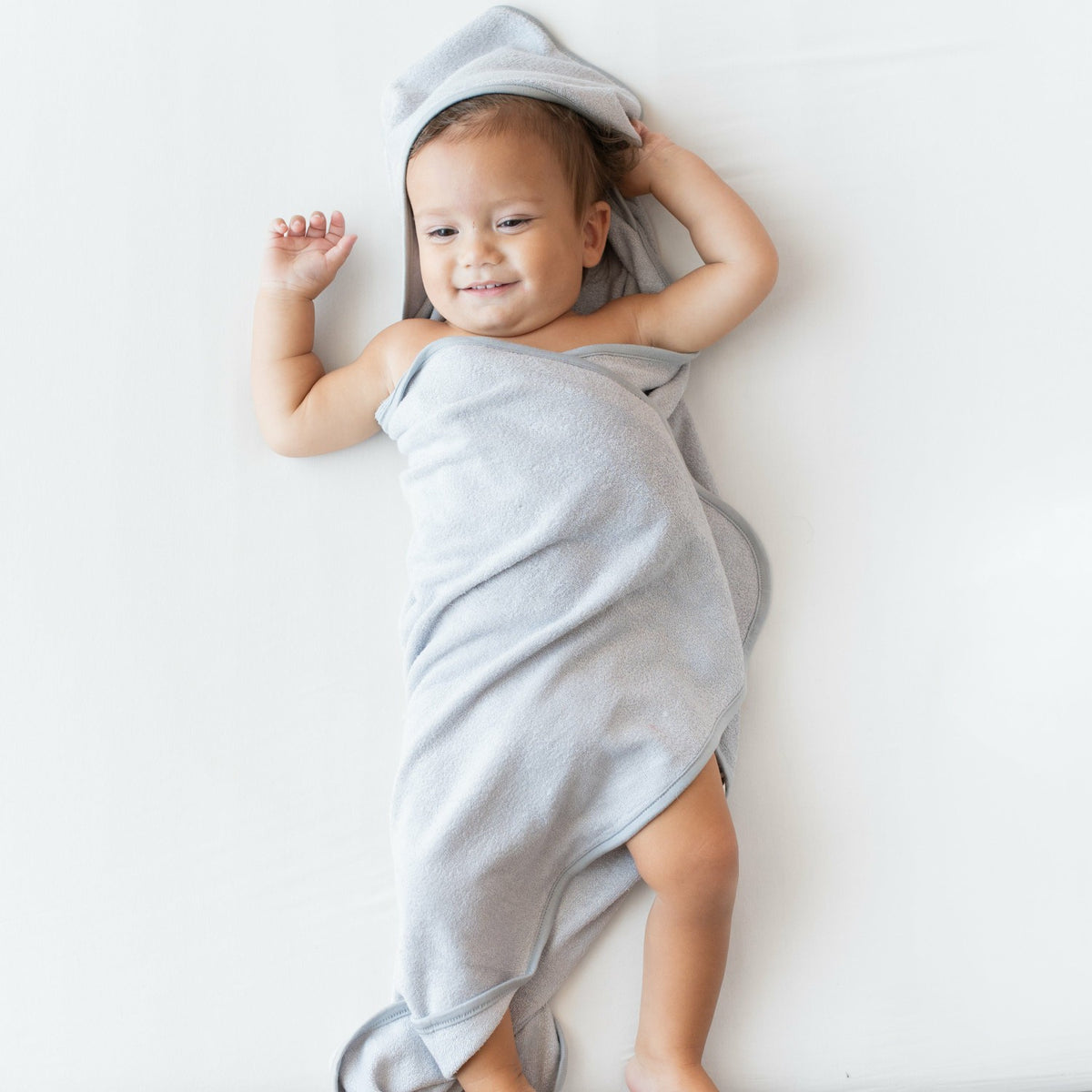 Hooded Infant Bath Towel in Storm | Kyte Baby