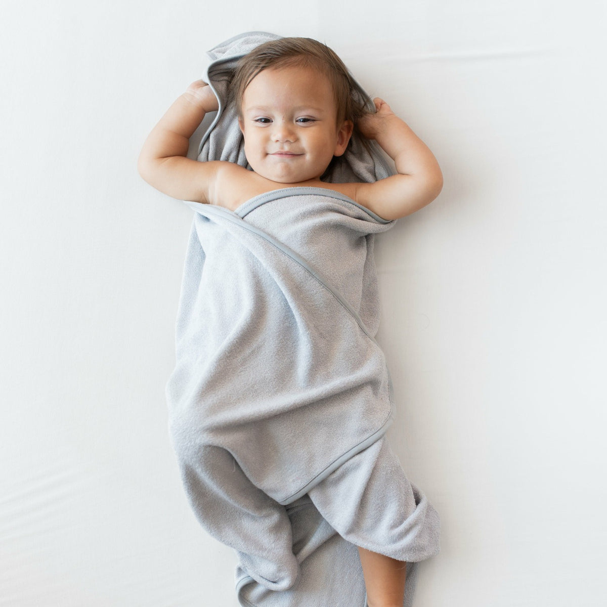 Hooded Infant Bath Towel in Storm | Kyte Baby