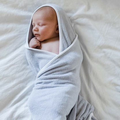 Bamboo Hooded Bath Towel in Storm Cloud Trim | Kyte Baby