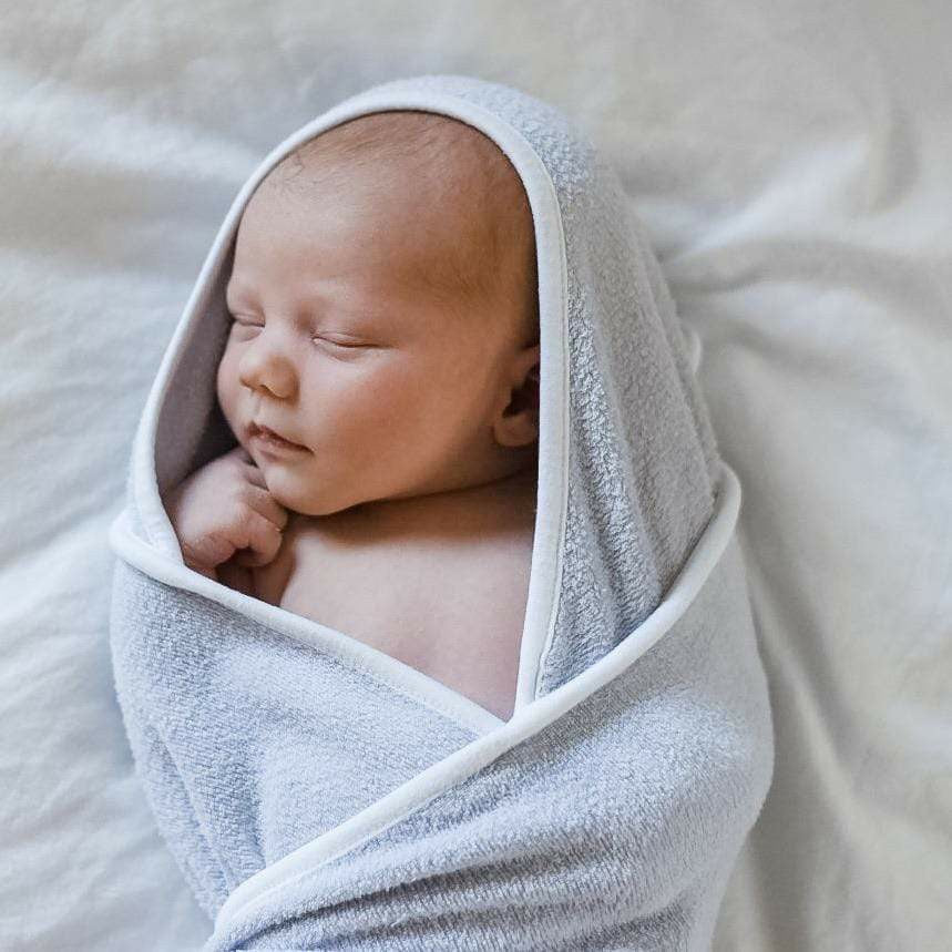 Bamboo Hooded Bath Towel in Storm Cloud Trim | Kyte Baby