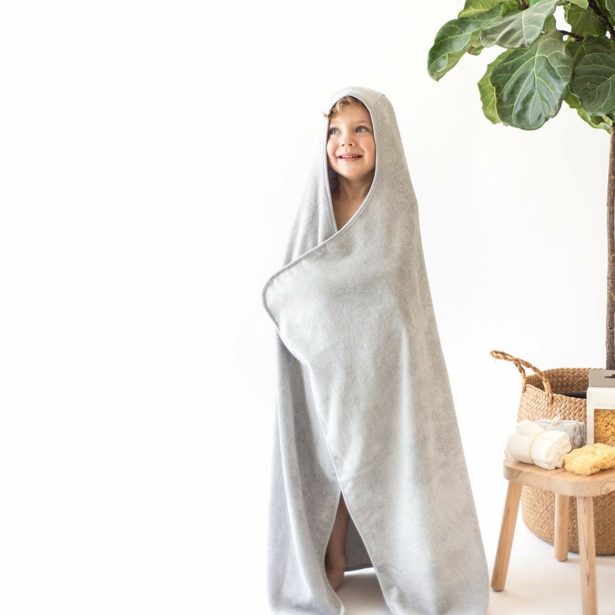 Toddler Hooded Bamboo Bath Towel in Storm | Kyte Baby