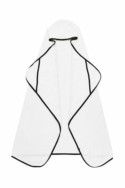 Toddler Hooded Bath Towel in Cloud with Midnight Trim | Kyte Baby