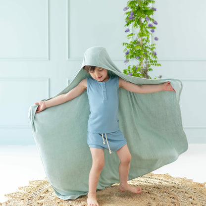 Toddler Hooded Bamboo Bath Towel in Sage | Kyte Baby