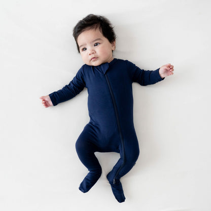 Zippered Footie in Navy | Kyte Baby