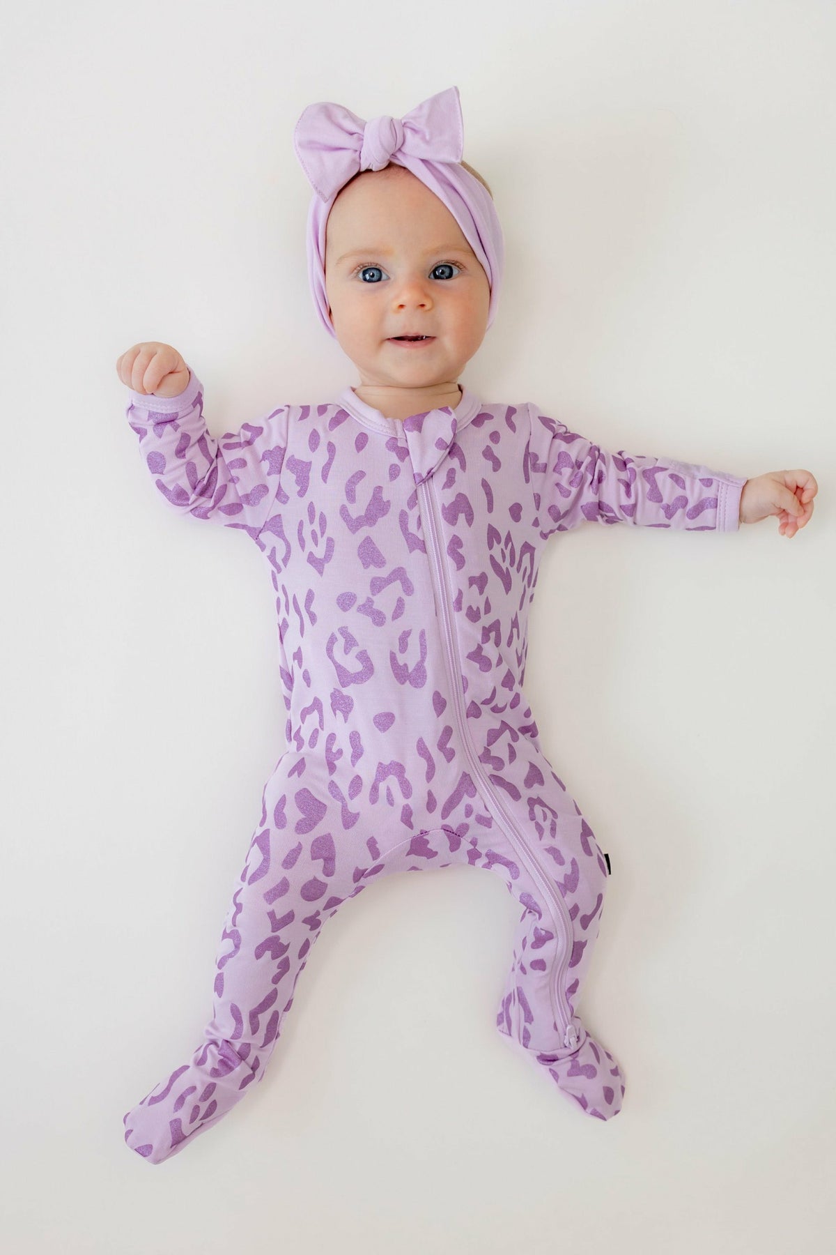 Zippered Footie in Thistle Leopard | Kyte Baby