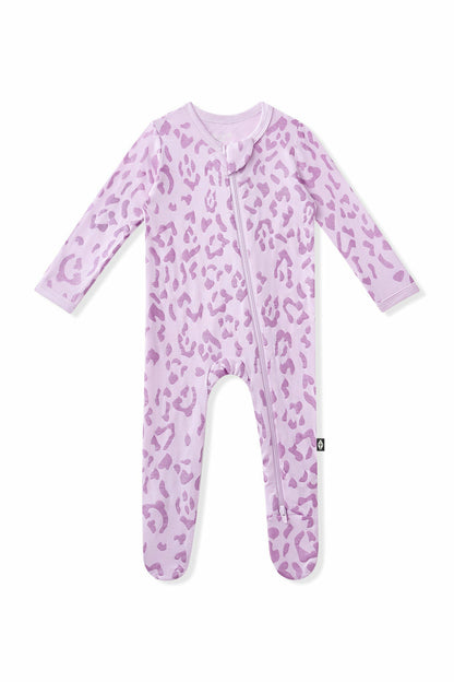 Zippered Footie in Thistle Leopard | Kyte Baby