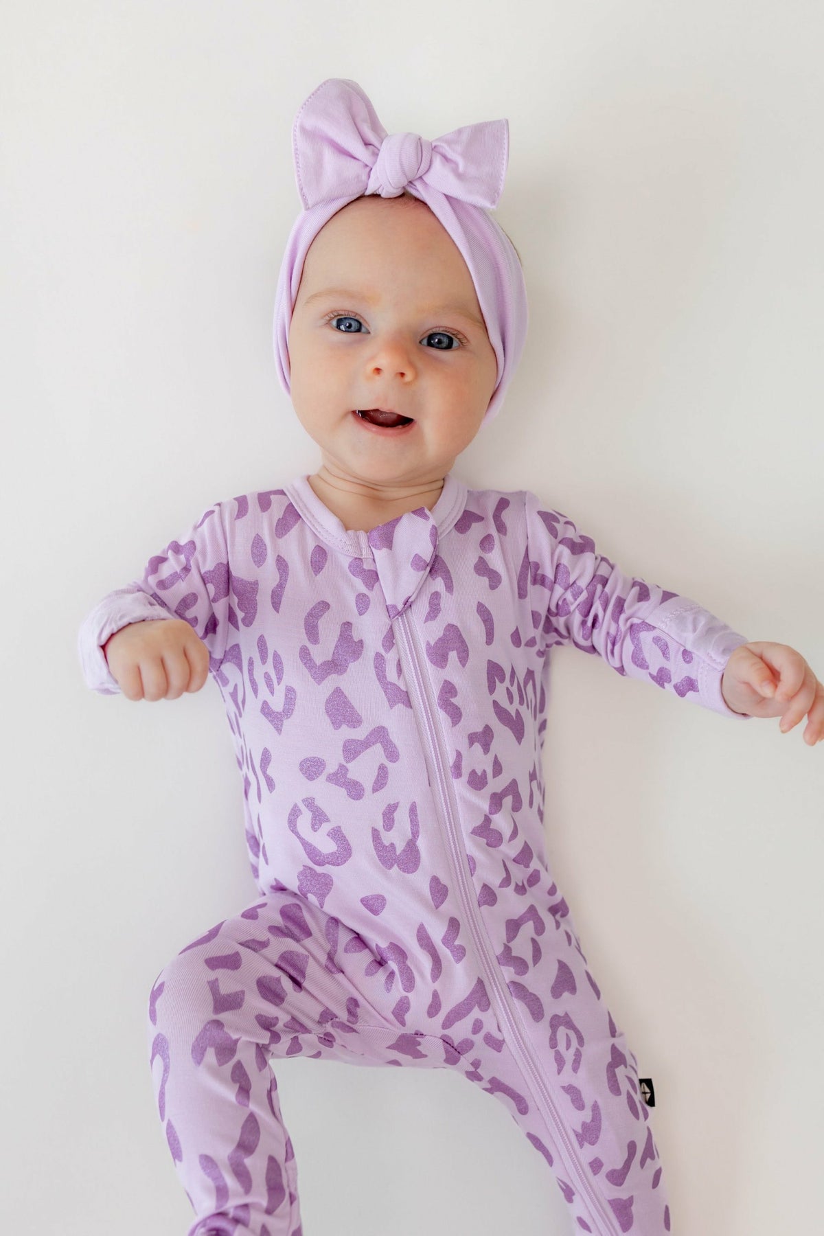 Zippered Footie in Thistle Leopard | Kyte Baby