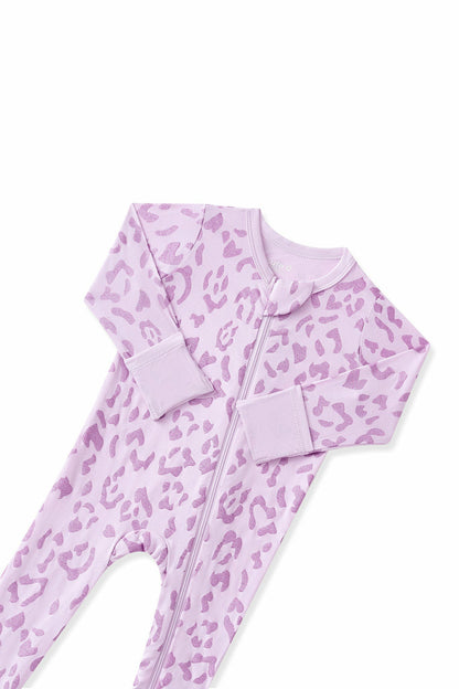 Zippered Footie in Thistle Leopard | Kyte Baby