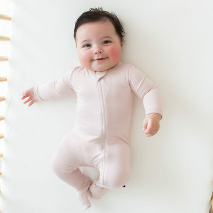Zippered Footie in Blush | Kyte Baby