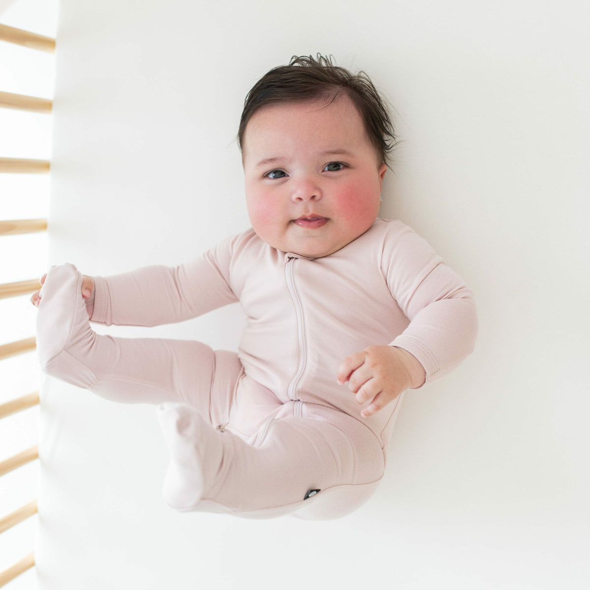 Zippered Footie in Blush | Kyte Baby