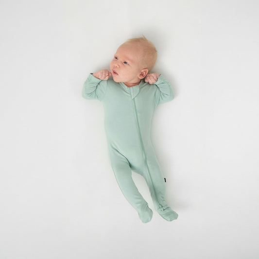 Zippered Footie in Sage | Kyte Baby