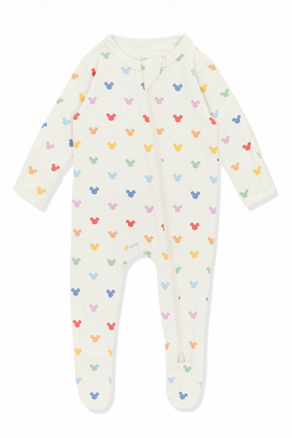 Zippered Footie in Pastel Mickey Mouse | Kyte Baby