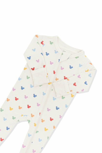 Zippered Footie in Pastel Mickey Mouse | Kyte Baby