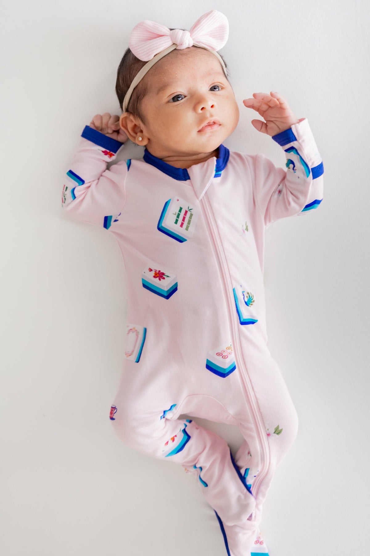Zippered Footie in Sakura Mahjong | Kyte Baby