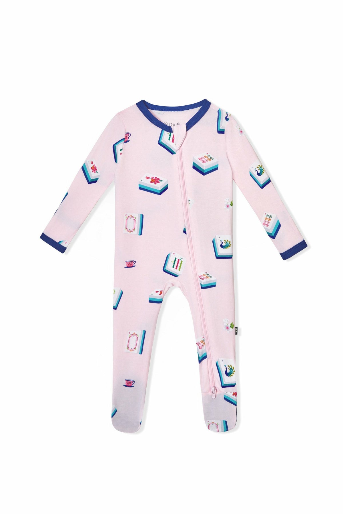 Zippered Footie in Sakura Mahjong | Kyte Baby